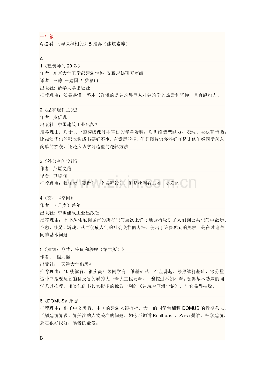 建筑学必读科目.docx_第1页