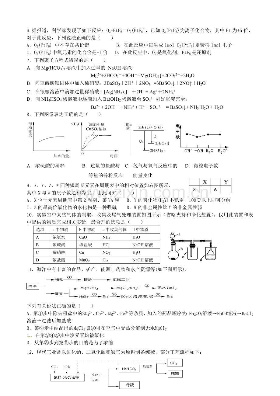 2015届高三温州十校期中联考化学试题及答案.doc_第2页