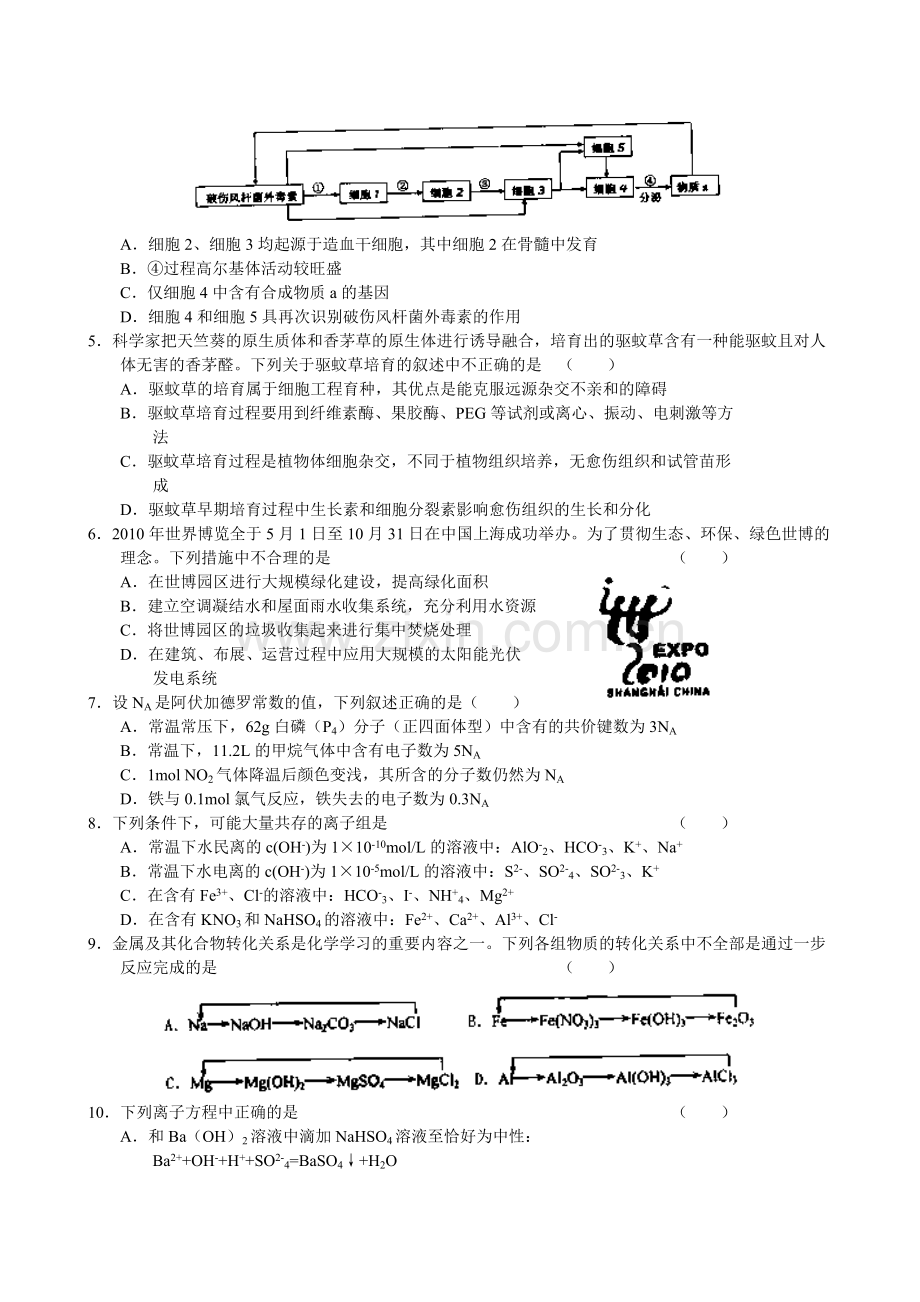 河北省衡水市XXXX高三教学质量监测考试试题--理综.docx_第2页