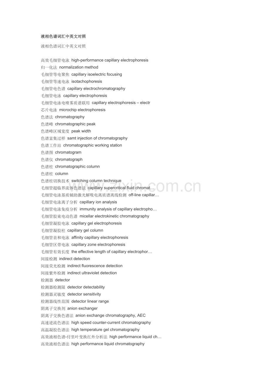 液相色谱词汇中英文对照.doc_第1页