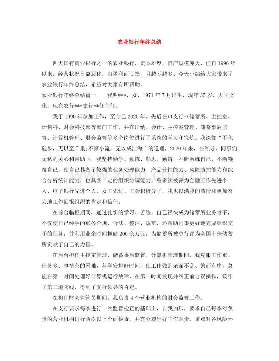 农业银行年终总结.docx_第1页