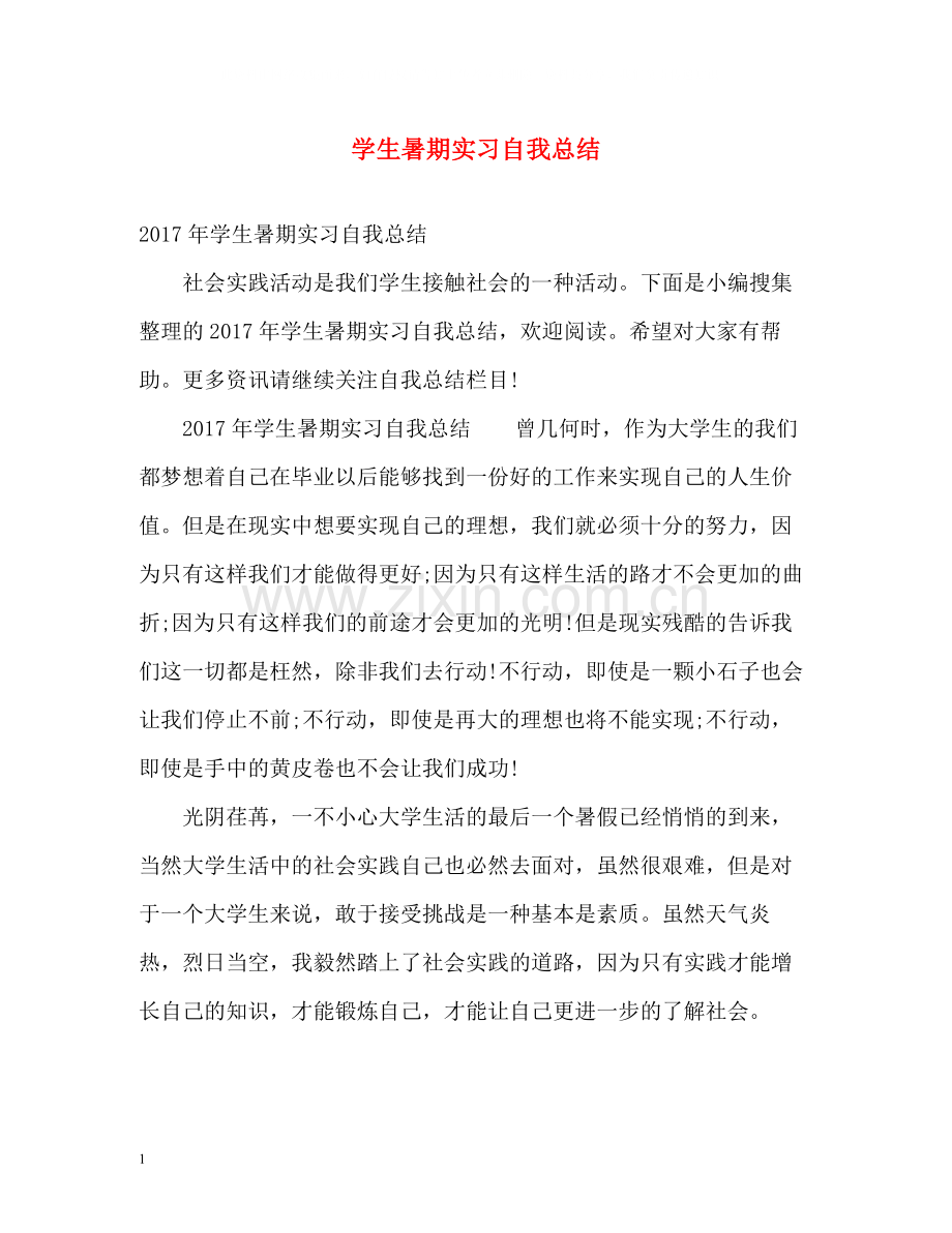 学生暑期实习自我总结2.docx_第1页