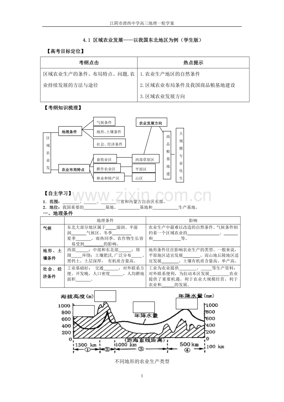 区域农业发展——以东北地区为例学案(学生版).doc_第1页