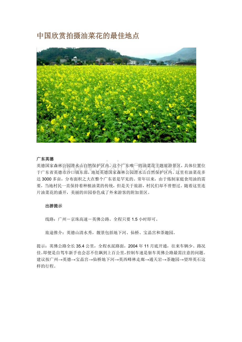 中国欣赏拍摄油菜花的最佳地点.doc_第1页