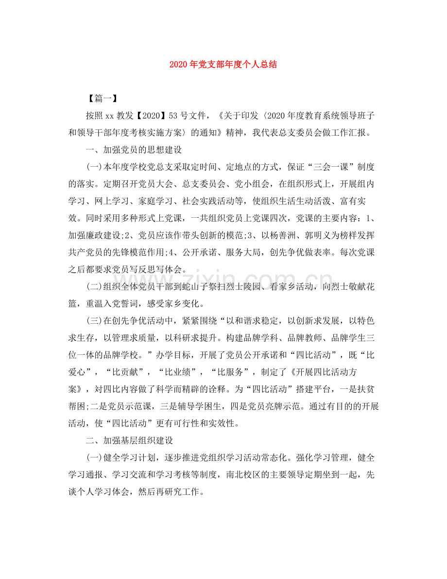 2020年党支部年度个人总结.docx_第1页