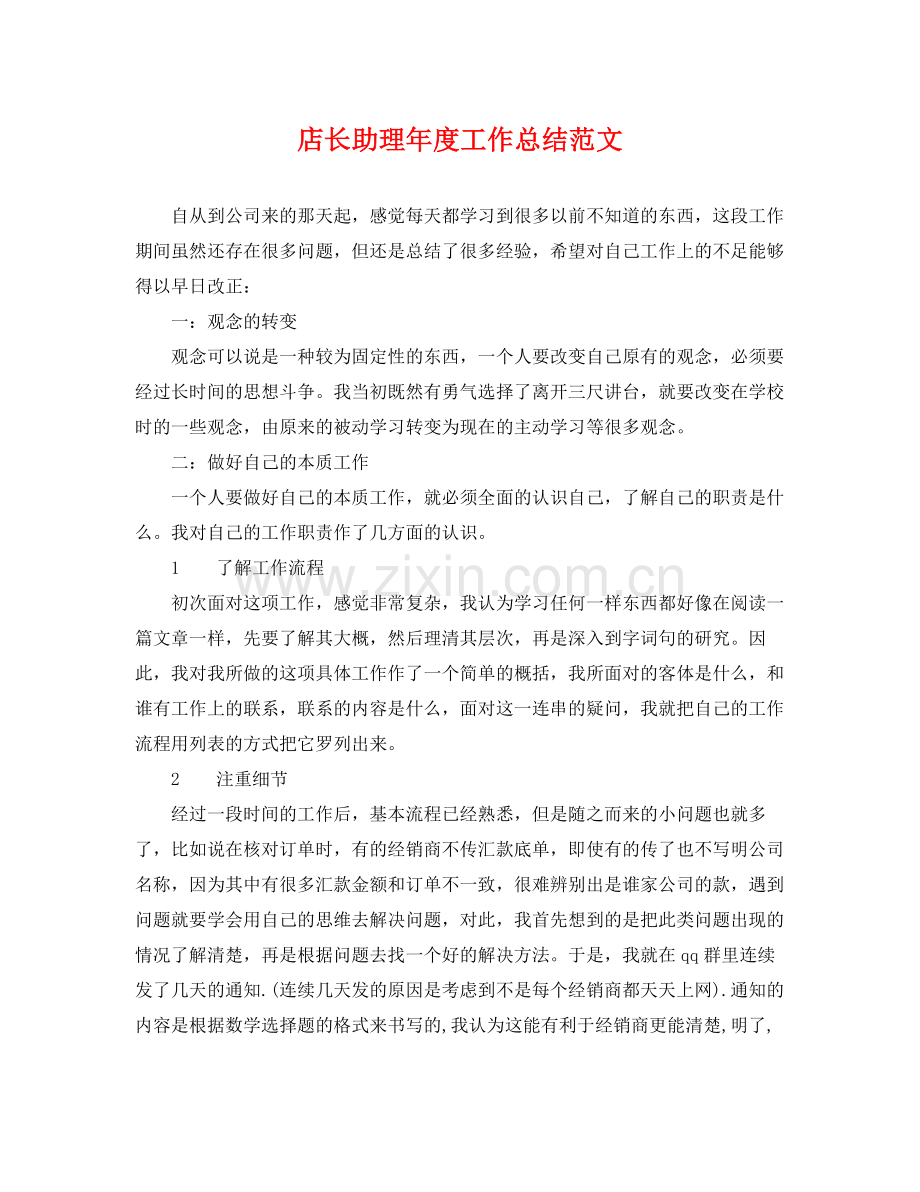 店长助理年度工作总结范文 .docx_第1页