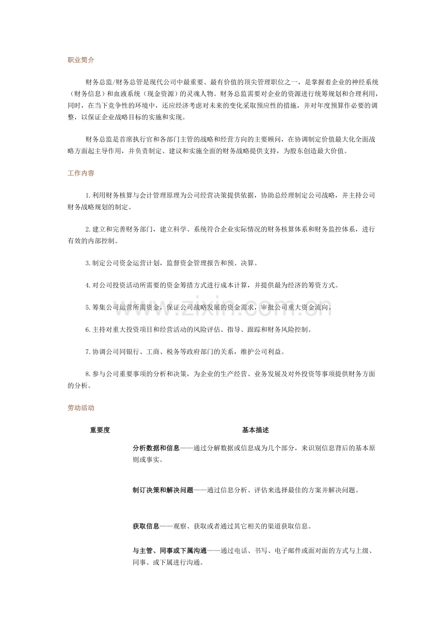 财务总监职业简介.doc_第1页