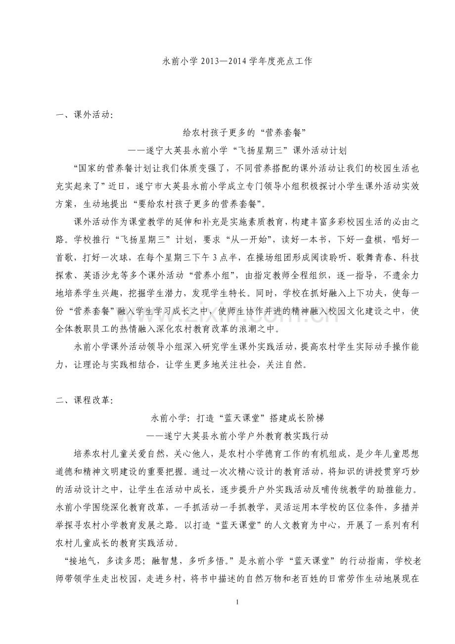 永前小学亮点工作汇总.doc_第1页