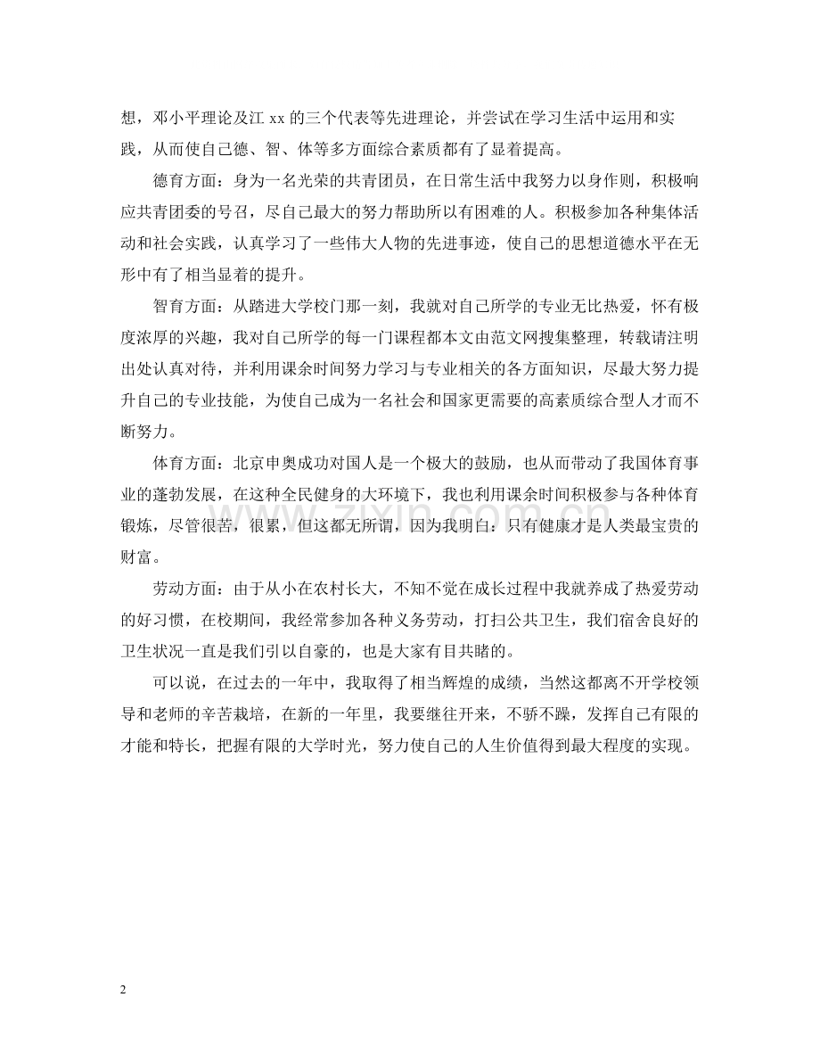 学生综合素质自我总结范文.docx_第2页
