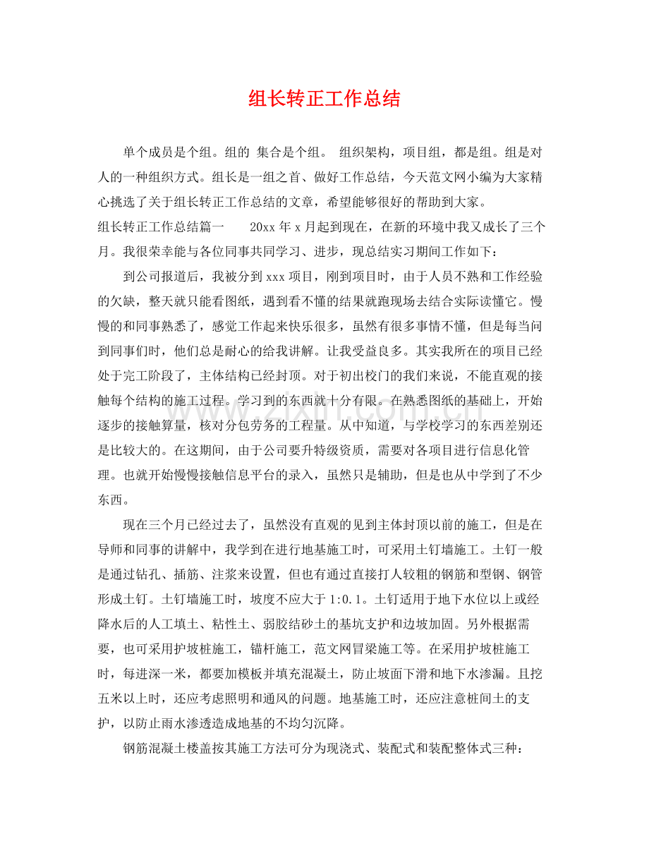 组长转正工作总结 .docx_第1页