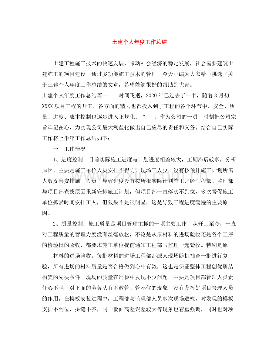 土建个人年度工作总结.docx_第1页