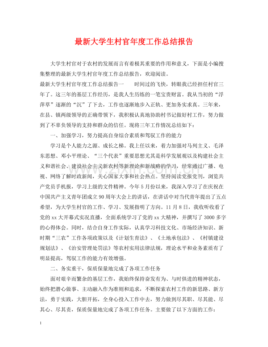 大学生村官年度工作总结报告2.docx_第1页