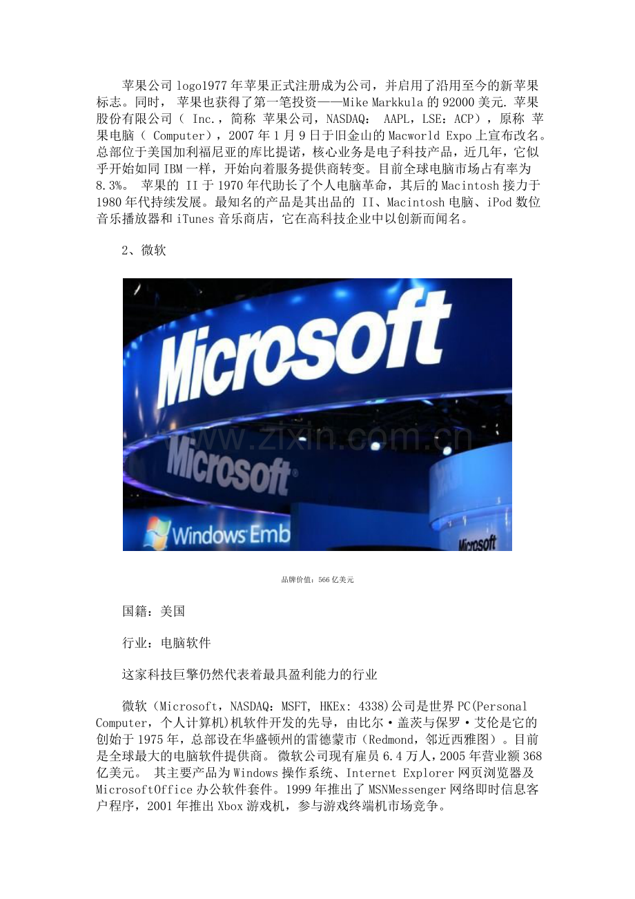 【福布斯10大最值钱品牌：苹果险胜微软居榜首】.doc_第2页