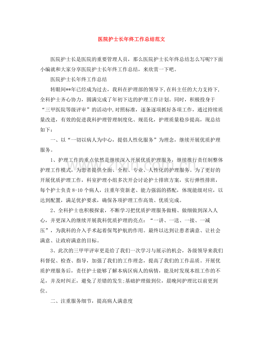 医院护士长年终工作总结范文.docx_第1页