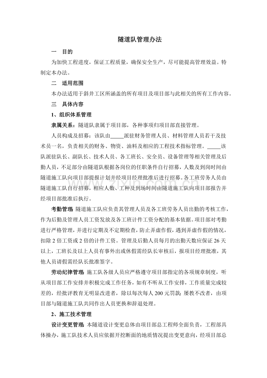 隧道队管理办法.doc_第1页