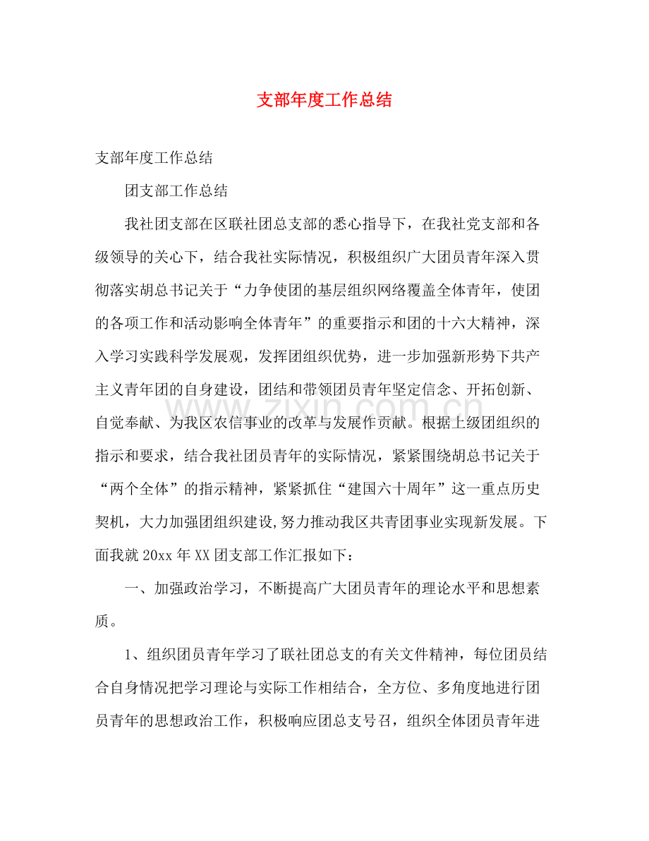 支部年度工作总结 .docx_第1页