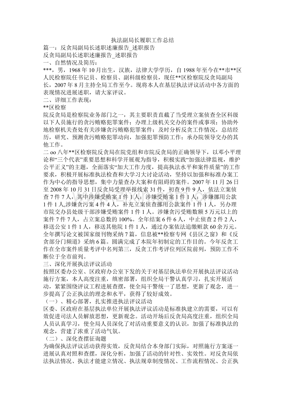 执法副局长履职工作总结.docx_第1页