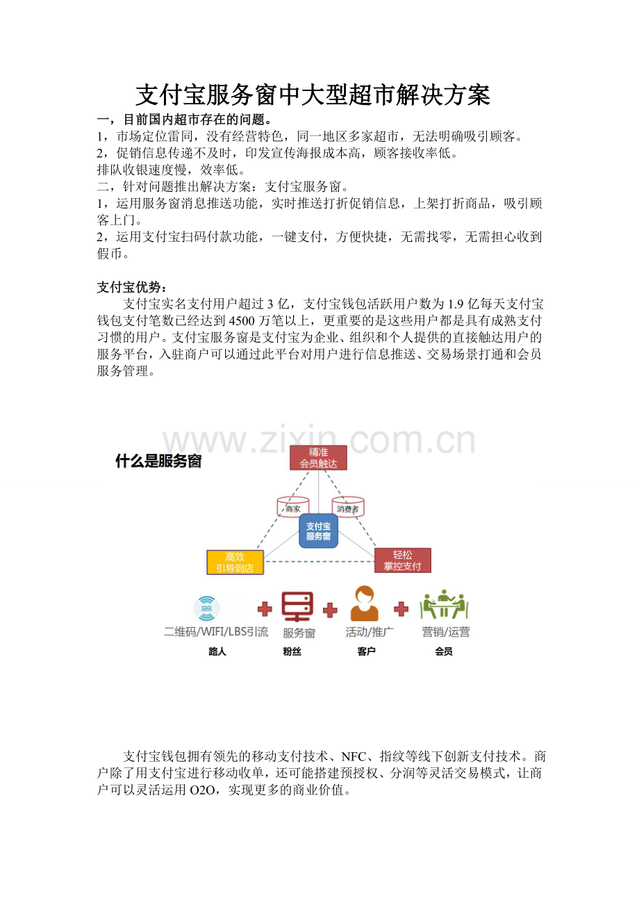 支付宝服务窗中大型超市解决方案.doc_第1页