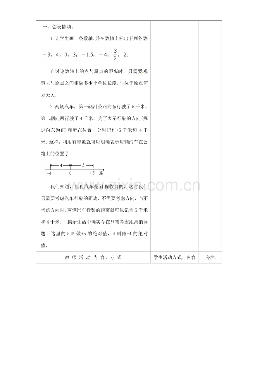 江苏省赣榆县汇文双语学校七年级数学上册《2.3绝对值与相反数》教案一 苏科版.doc_第2页