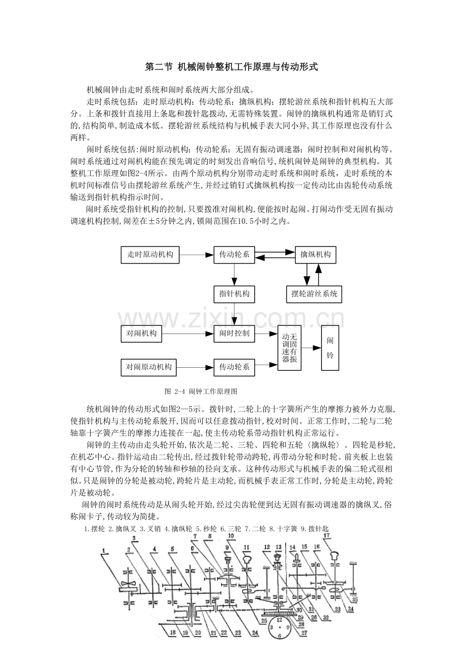 机械闹钟整机工作原理与传动形式.doc_第1页