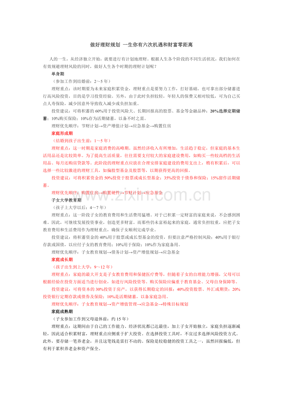 做好理财规划 一生你有六次机遇和财富零距离.doc_第1页