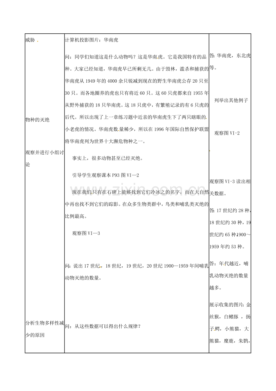 八年级生物上册 第三章保护生物的多样性教学设计（2）人教版.doc_第2页