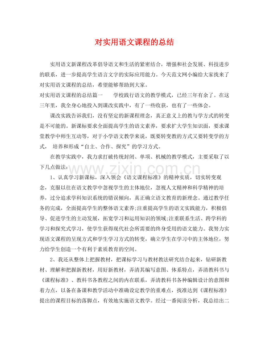 对实用语文课程的总结 .docx_第1页