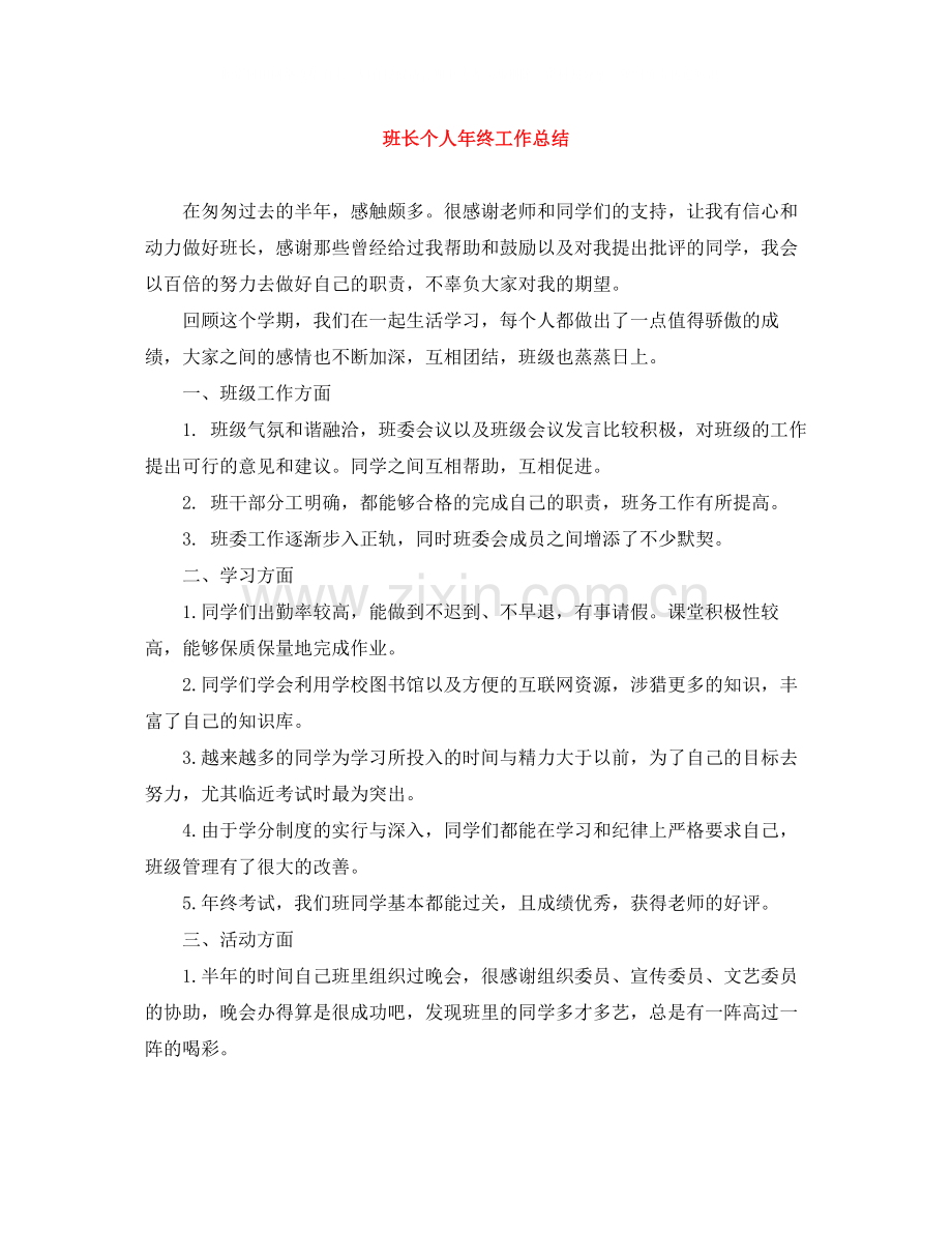 班长个人年终工作总结.docx_第1页