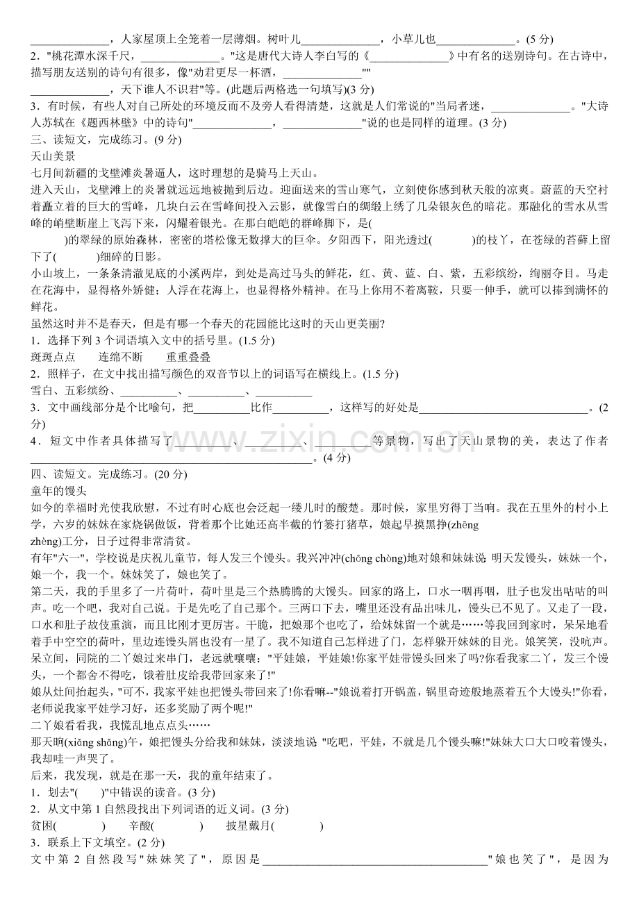 人教版小升初语文冲刺试卷.doc_第2页