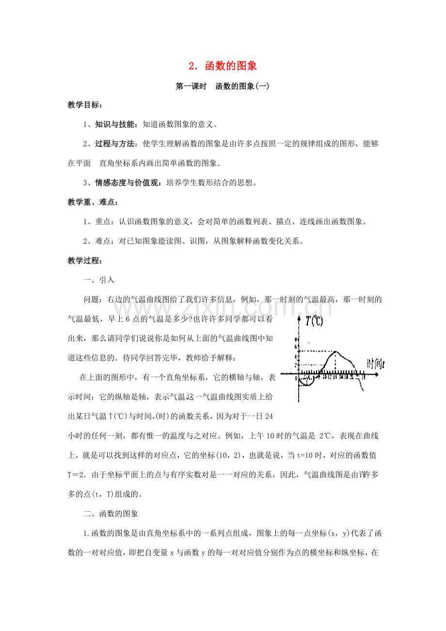 八年级数学下册 17.2.2 函数的图象 第1课时 函数的图象(一)教案 （新版）华东师大版-（新版）华东师大版初中八年级下册数学教案.doc_第1页