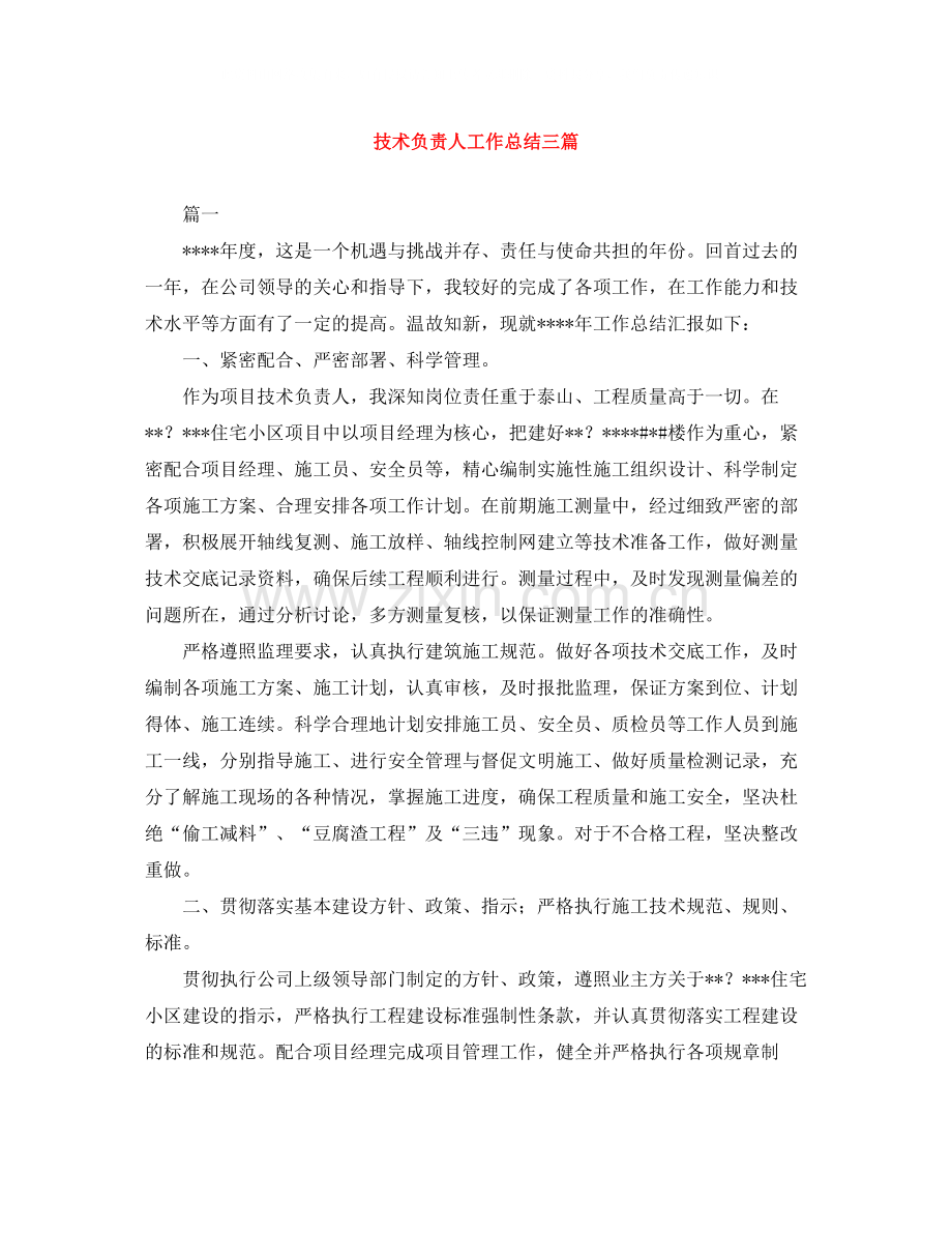 技术负责人工作总结三篇.docx_第1页
