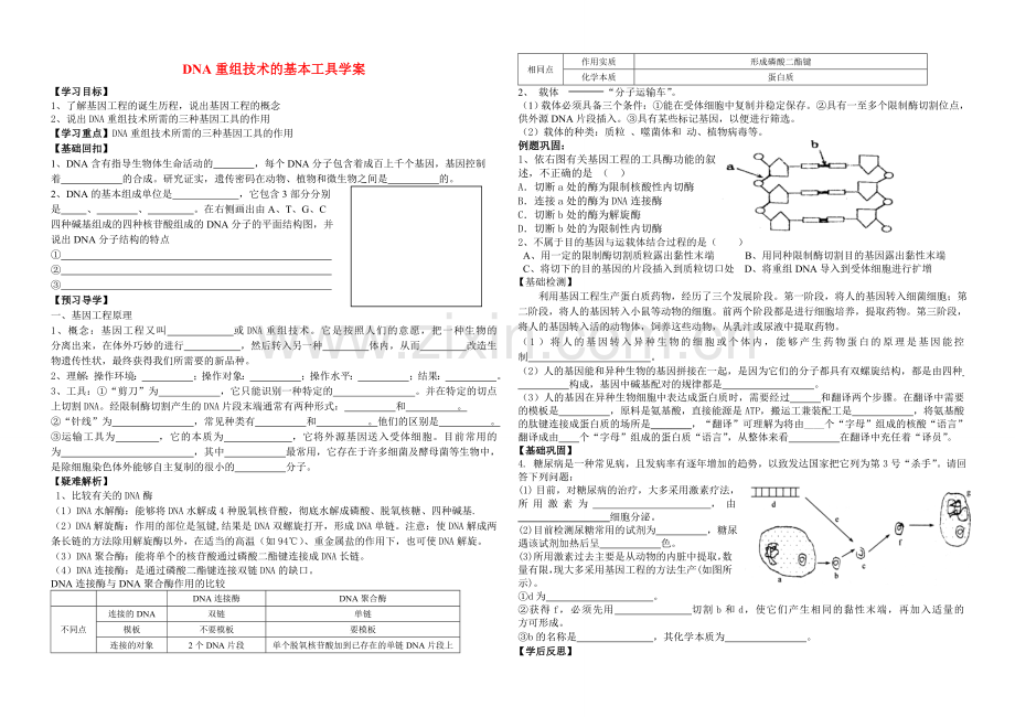 高中生物：.1DNA重组工具学案苏教版选修3.doc_第1页