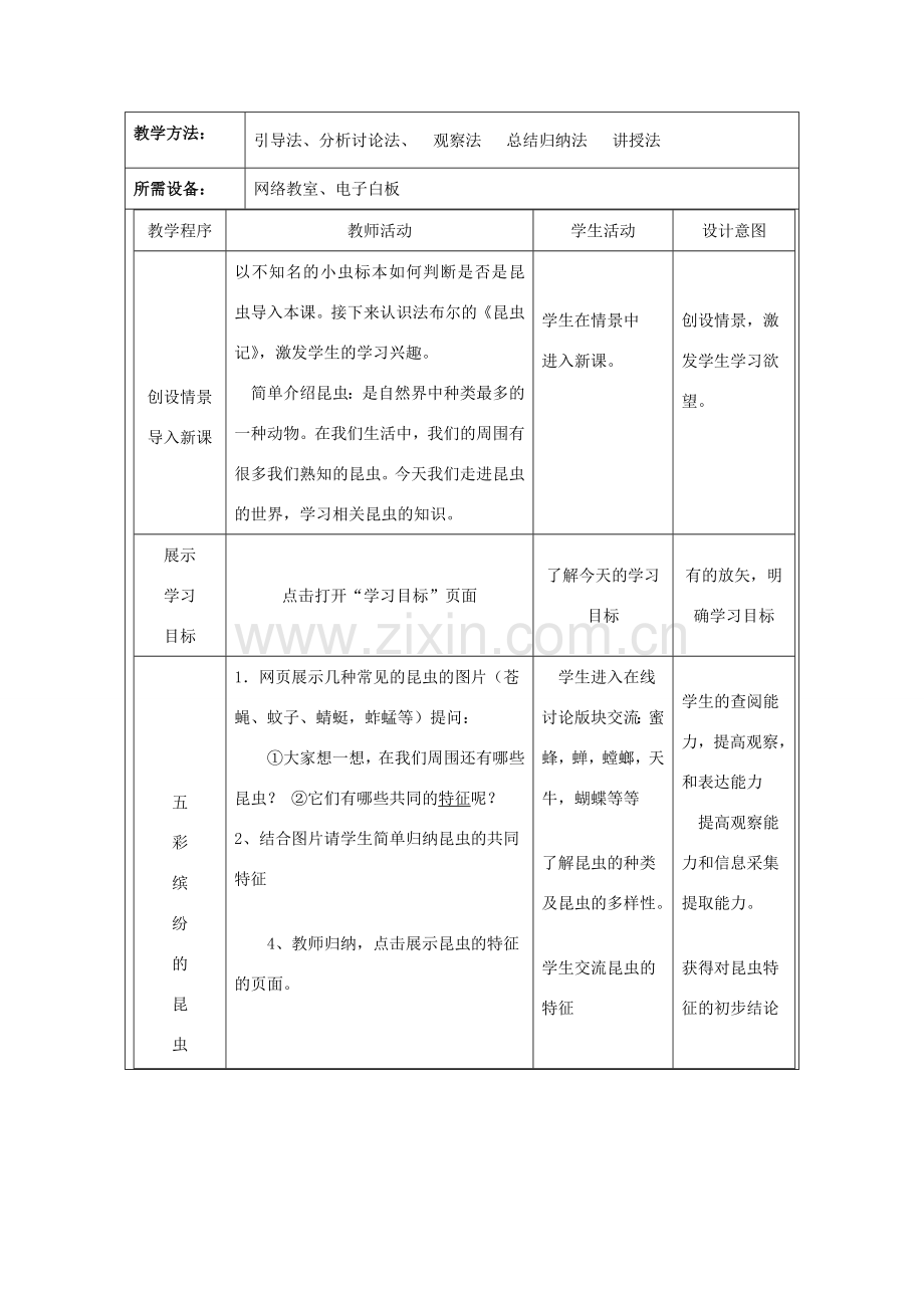 七年级生物下册 第9章之《昆虫 》教学案 苏科版.doc_第2页