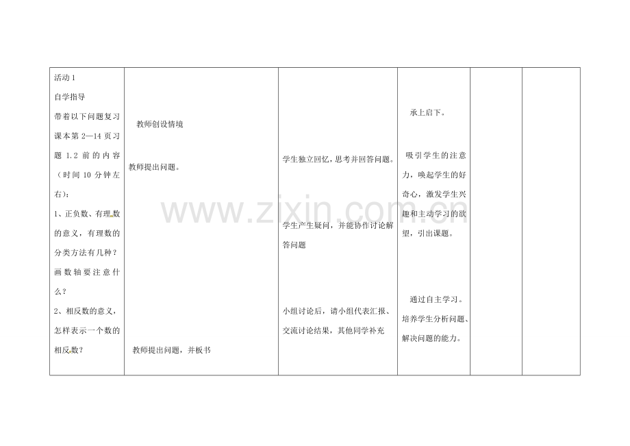 四川省华蓥市明月镇七年级数学上册 第一章 有理数复习与小结教案 （新版）新人教版.doc_第2页