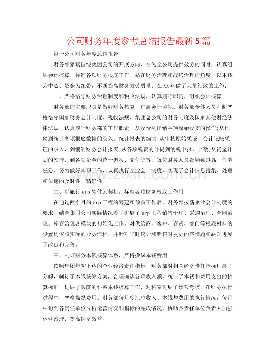 公司财务年度参考总结报告5篇.docx_第1页