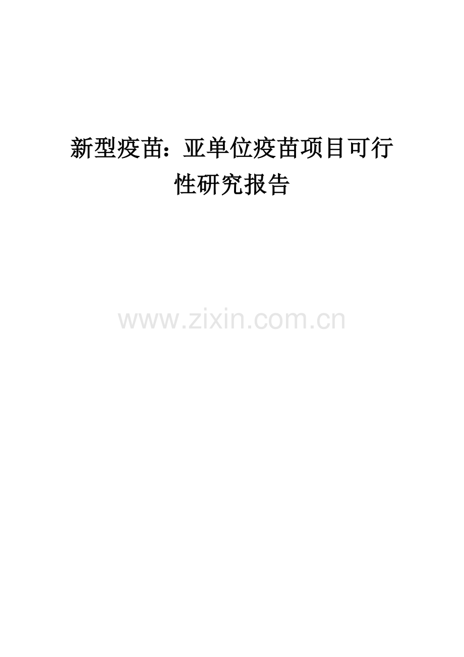 新型疫苗：亚单位疫苗项目可行性研究报告.docx_第1页