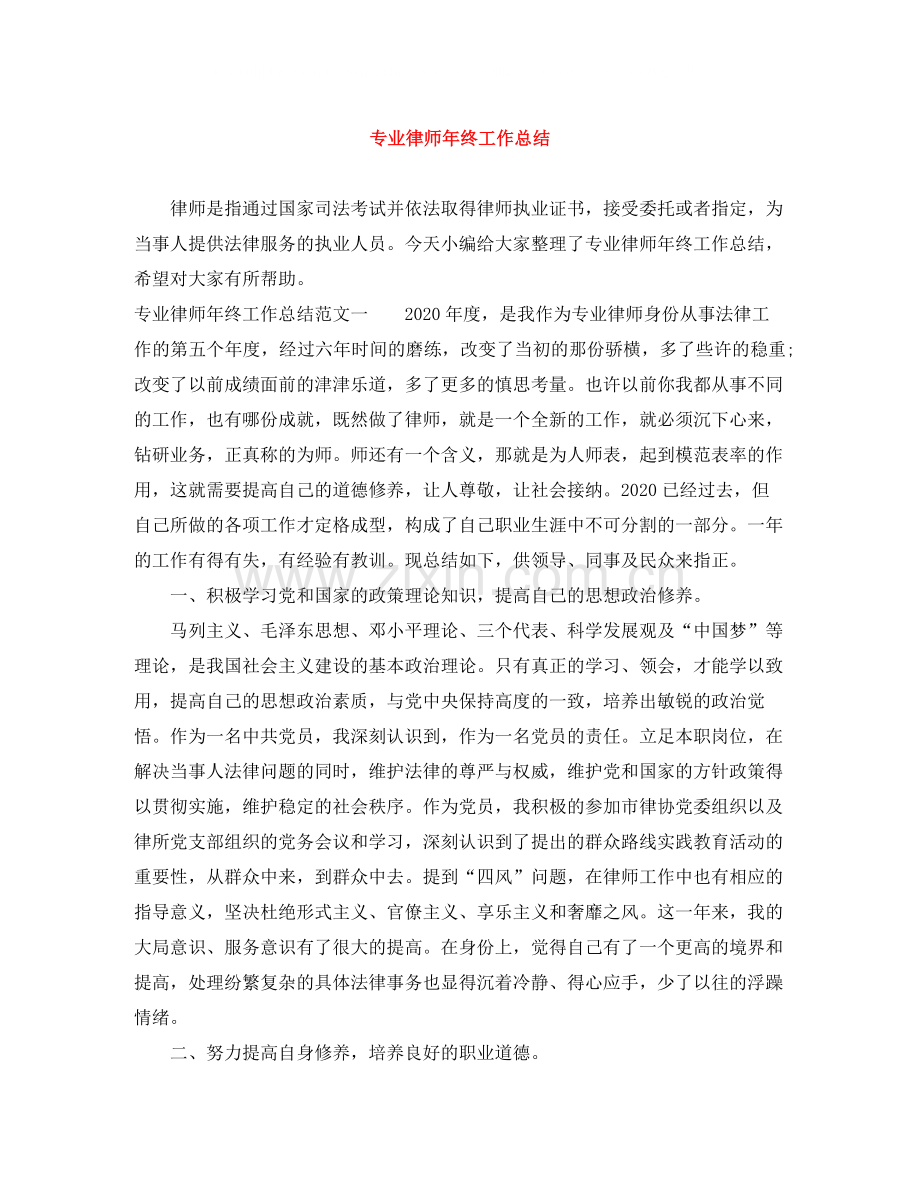 专业律师年终工作总结.docx_第1页