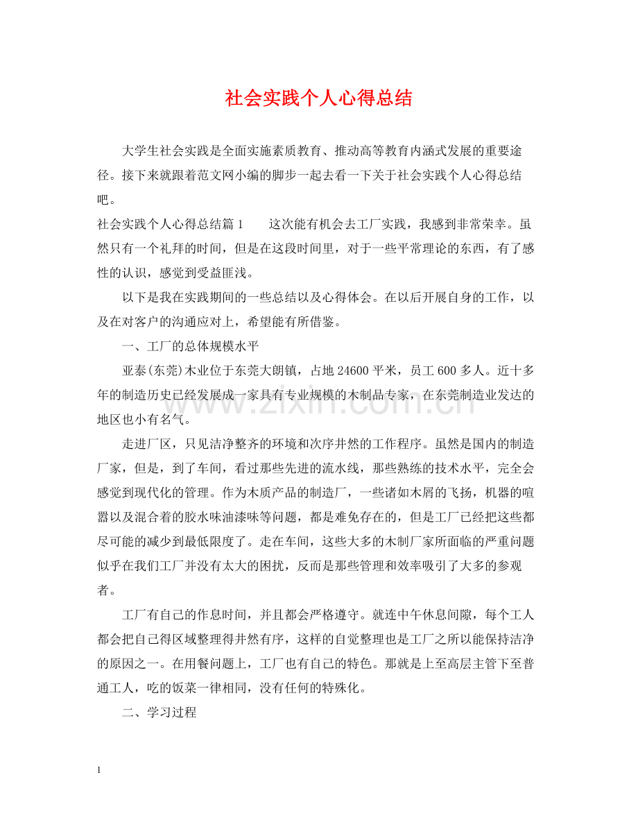 社会实践个人心得总结.docx_第1页