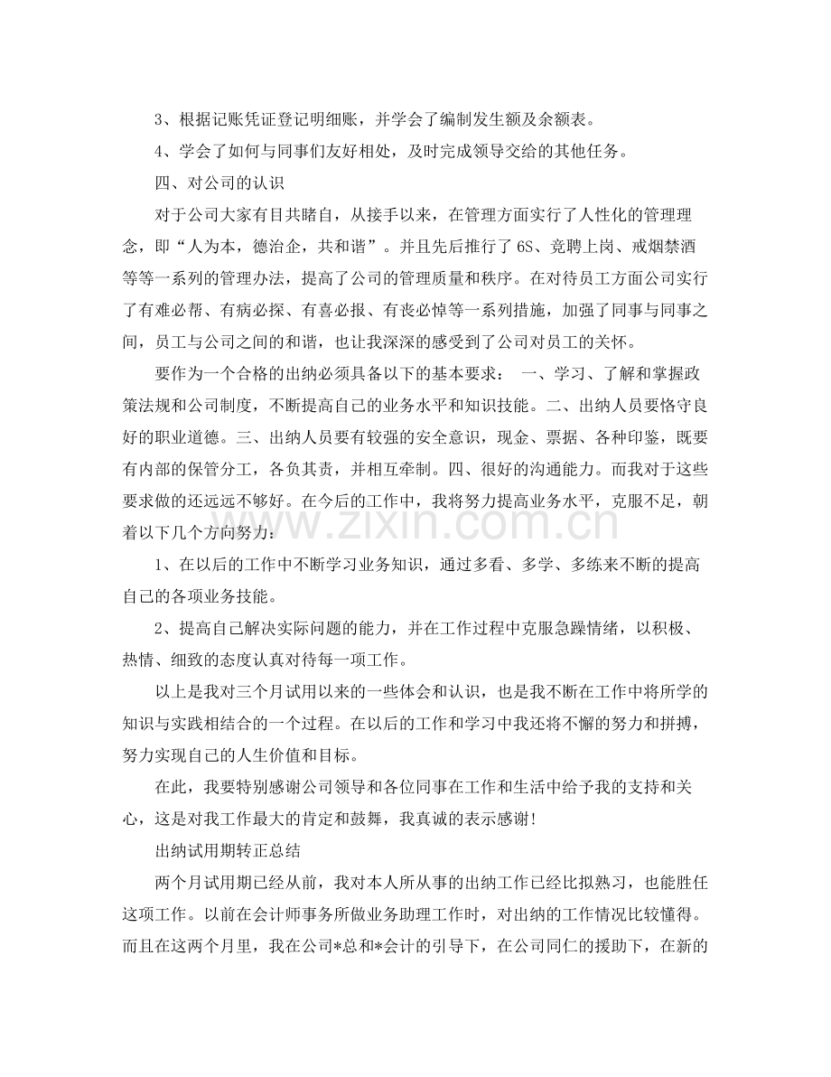 出纳的试用期转正工作总结 .docx_第2页