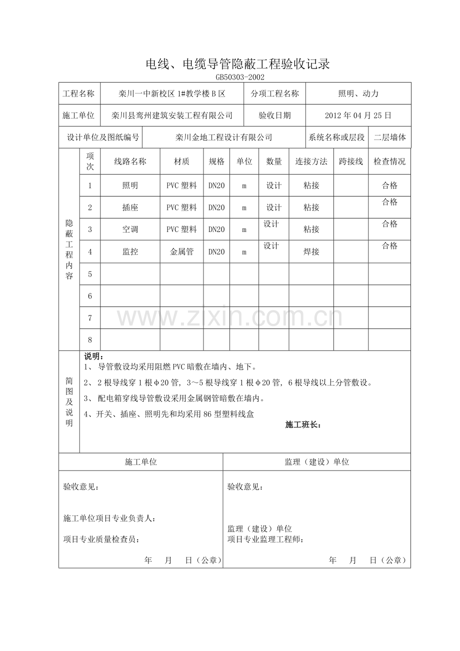 墙体电线、电缆导管隐蔽工程验收记录.doc_第2页