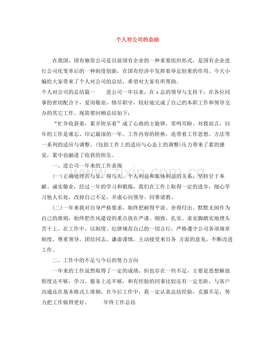 个人对公司的总结.docx_第1页