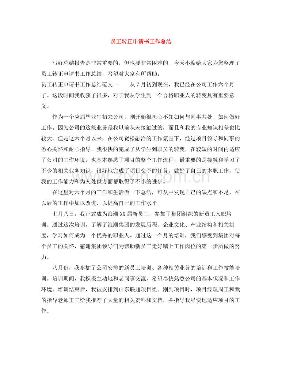 员工转正申请书工作总结.docx_第1页