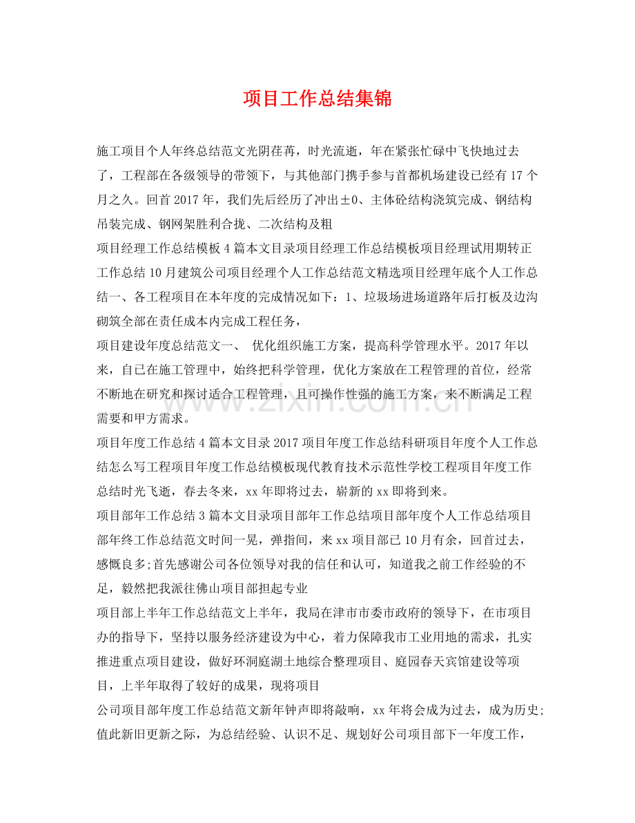 项目工作总结集锦 .docx_第1页