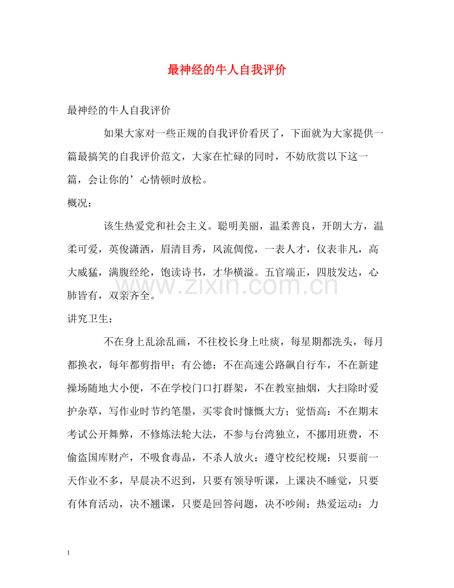 最神经的牛人自我评价.docx_第1页