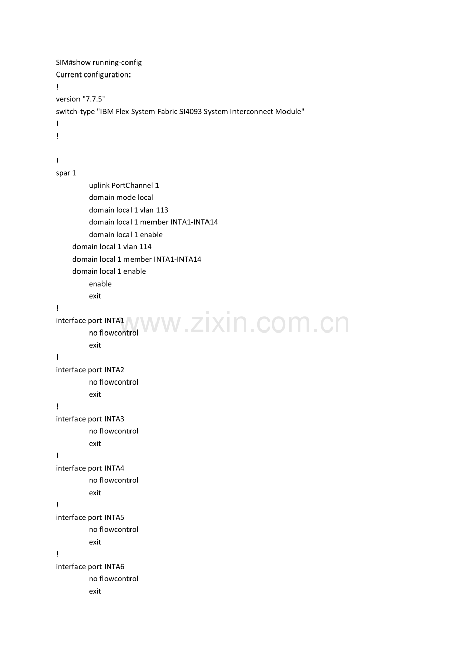 IBM Flex刀箱网络交换机模块SI4093配置结果.docx_第1页