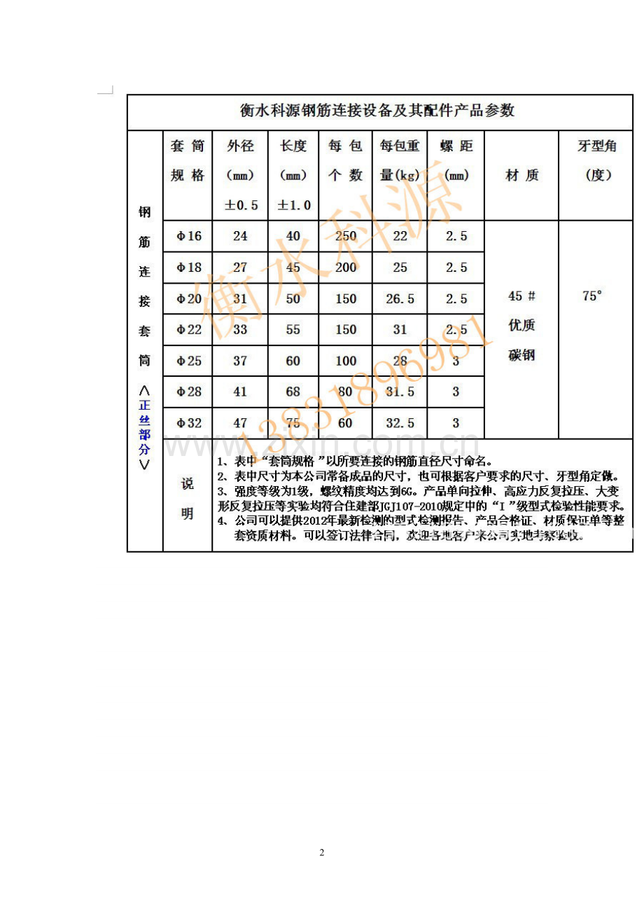 钢筋套筒规格参考价格.doc_第2页