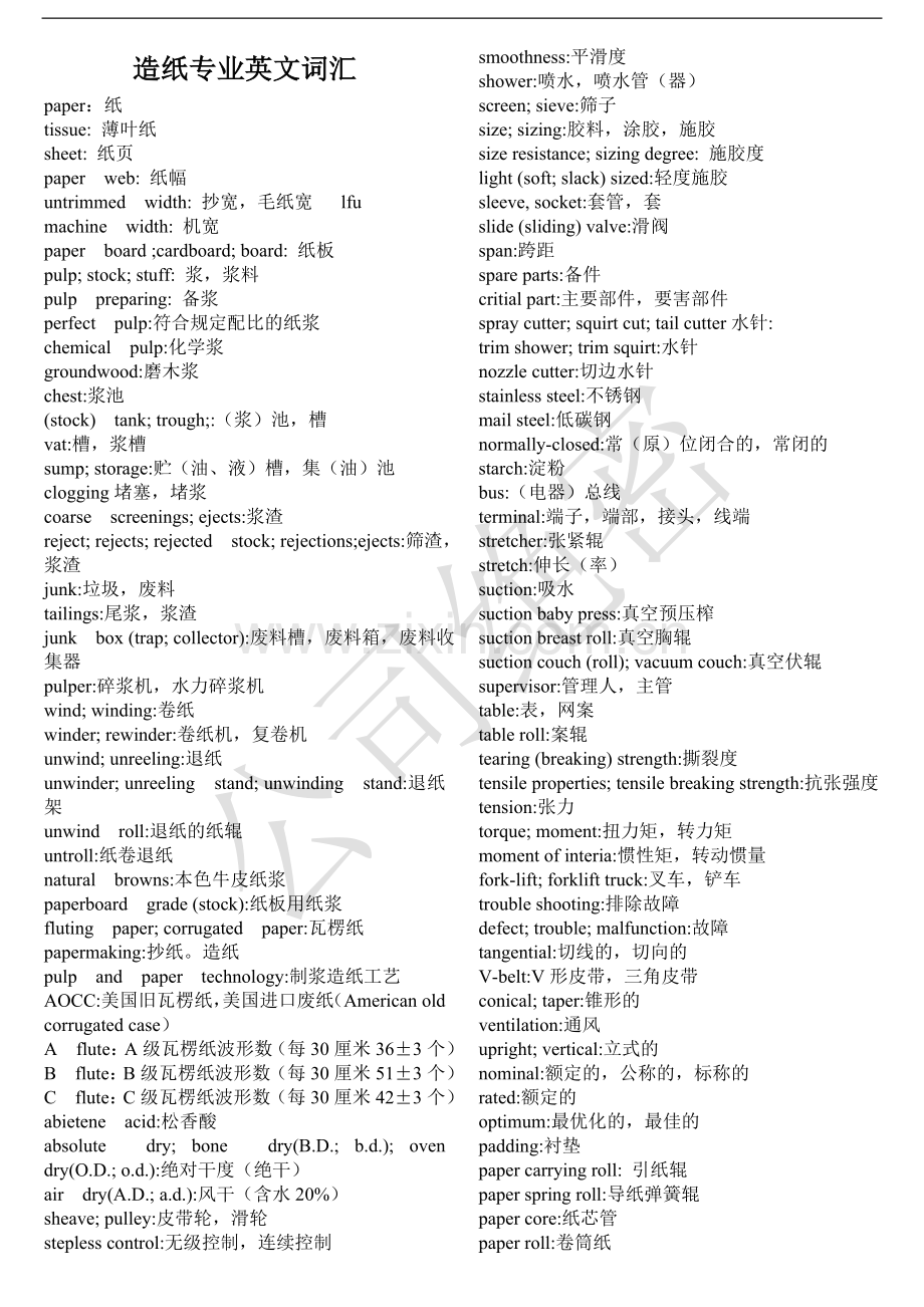 造纸专业英语b.doc_第1页