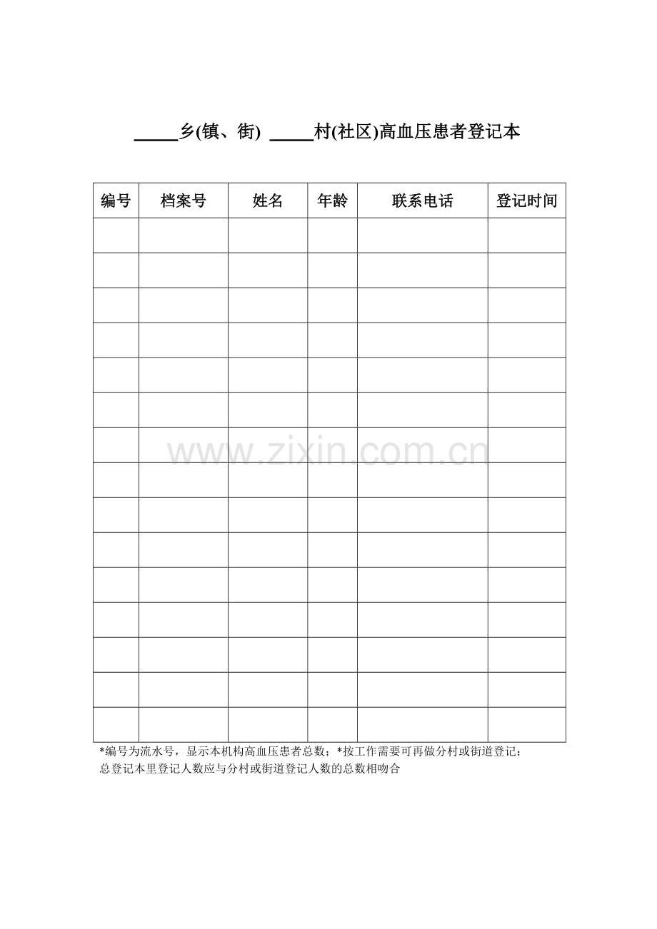 慢病管理登记工作表(总).doc_第1页
