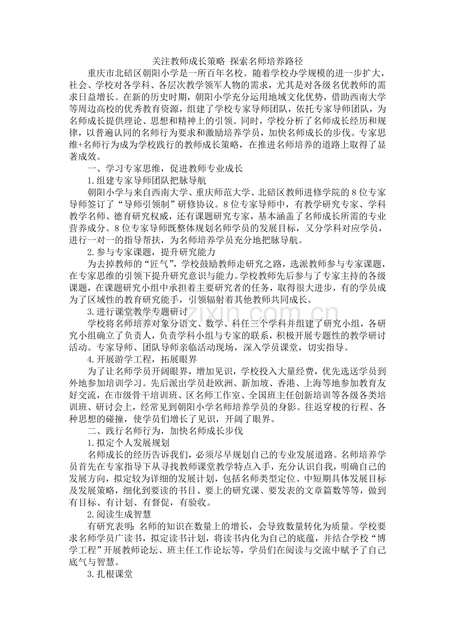 关注教师成长策略 探索名师培养路径.doc_第1页