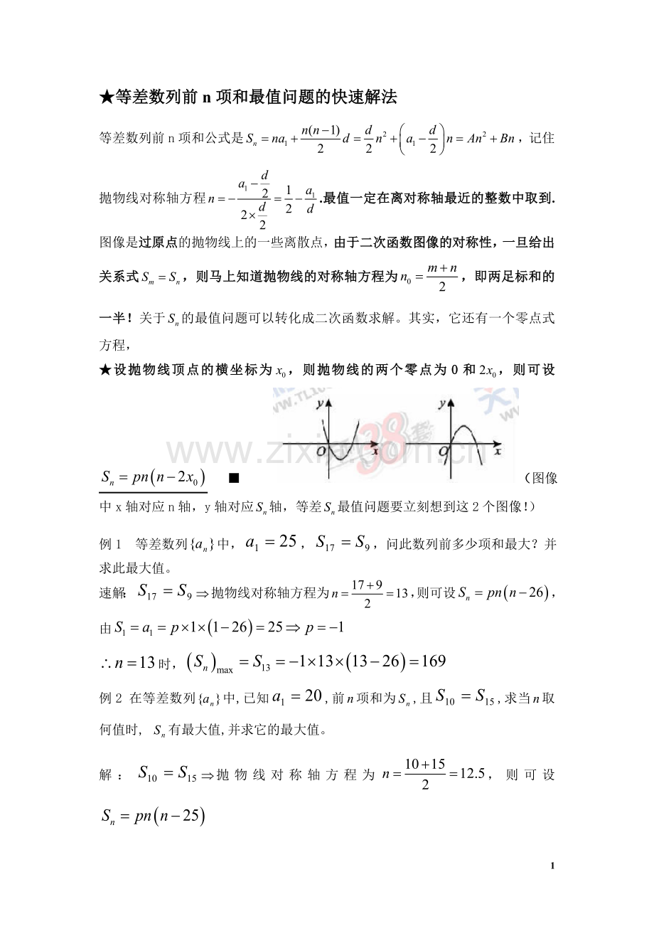 等差数列前n项及最值问题快速解法[1].doc_第1页